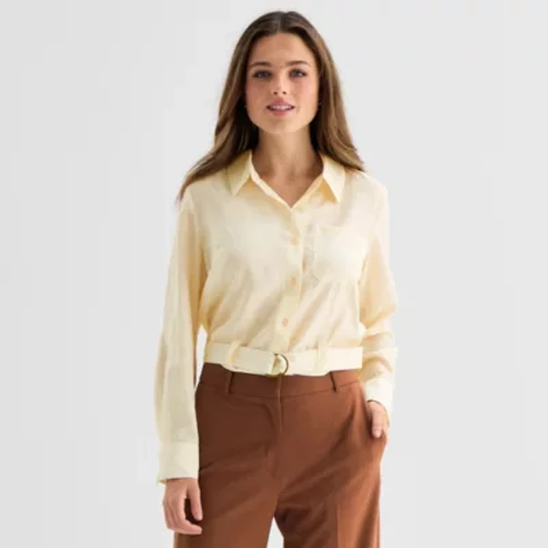 by&by Womens Juniors Long Sleeve Blouse