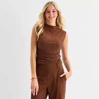 by&by Womens Juniors Mock Neck Sleeveless Blouse