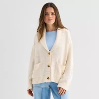 Arizona Womens Long Sleeve Button Juniors Cardigan