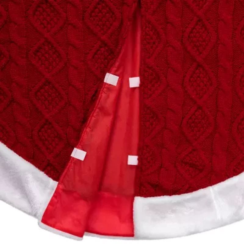 Northlight Cable Knit  With Faux Fur Trim Indoor Tree Skirt