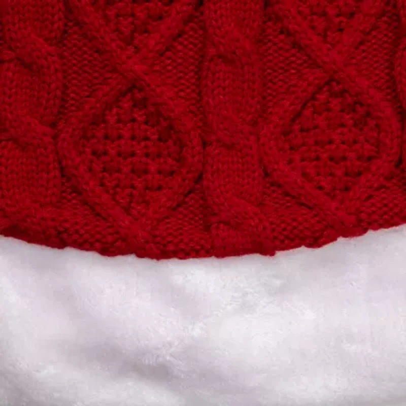 Northlight Cable Knit  With Faux Fur Trim Indoor Tree Skirt