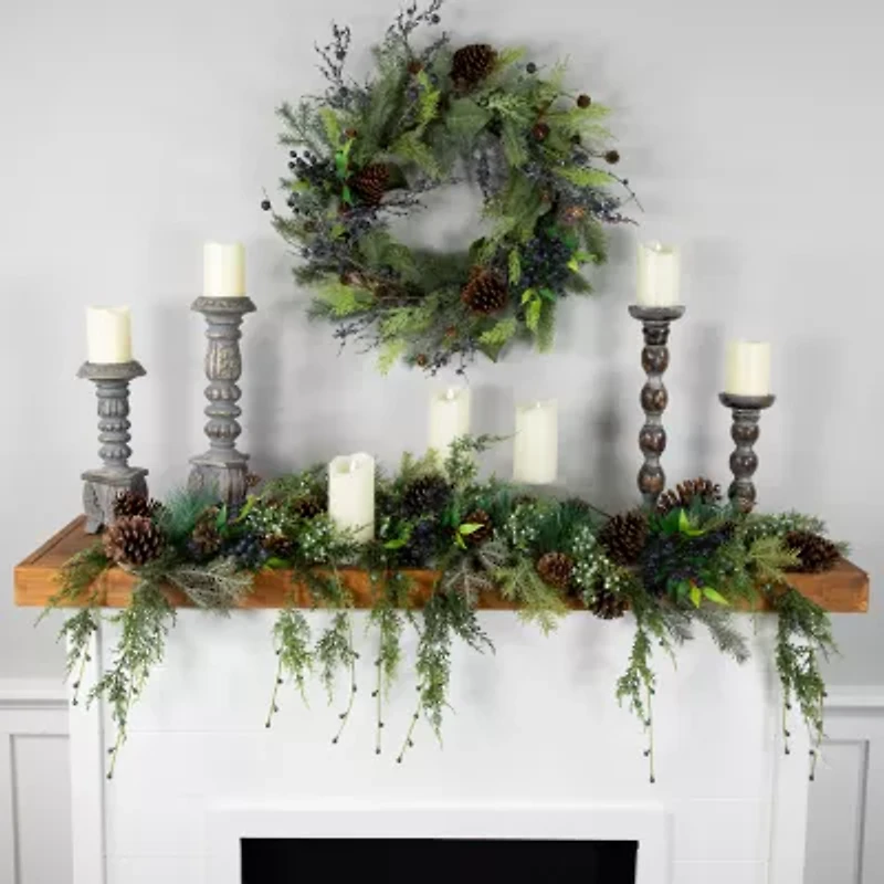 Northlight Pine Cone And Cedar   Unlit Christmas Indoor Garland