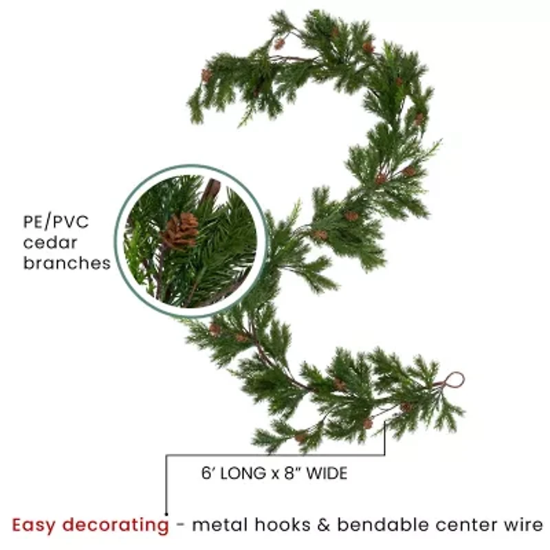 Northlight Cypress And Pine Cone   Unlit Christmas Indoor Garland