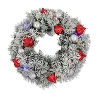 Northlight Snowy Bristle Pine Pre-Lit Wreath