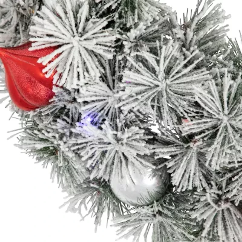 Northlight Snowy Bristle Pine Pre-Lit Wreath
