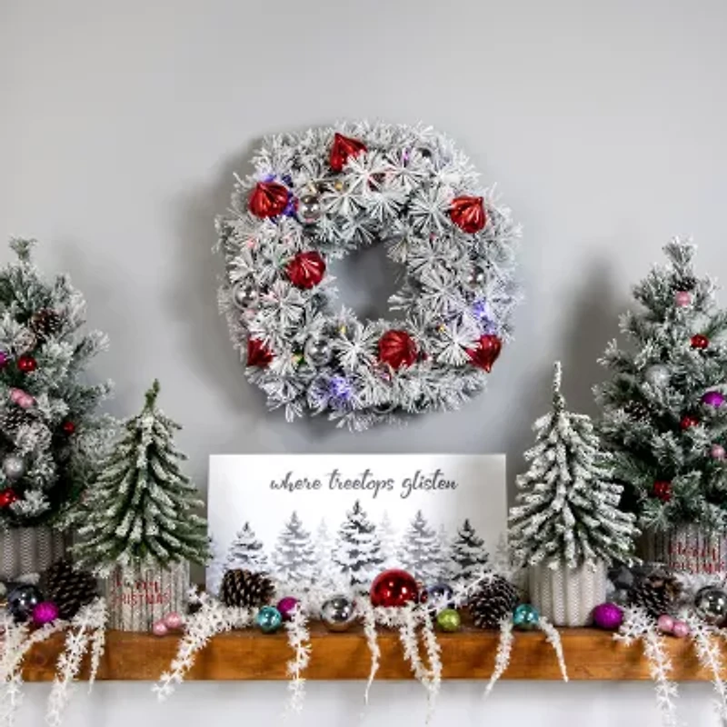 Northlight Snowy Bristle Pine Pre-Lit Wreath