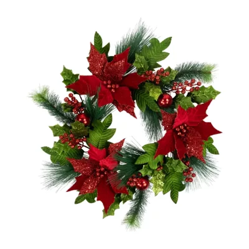 Northlight 24in Glittered   Unlit Wreath