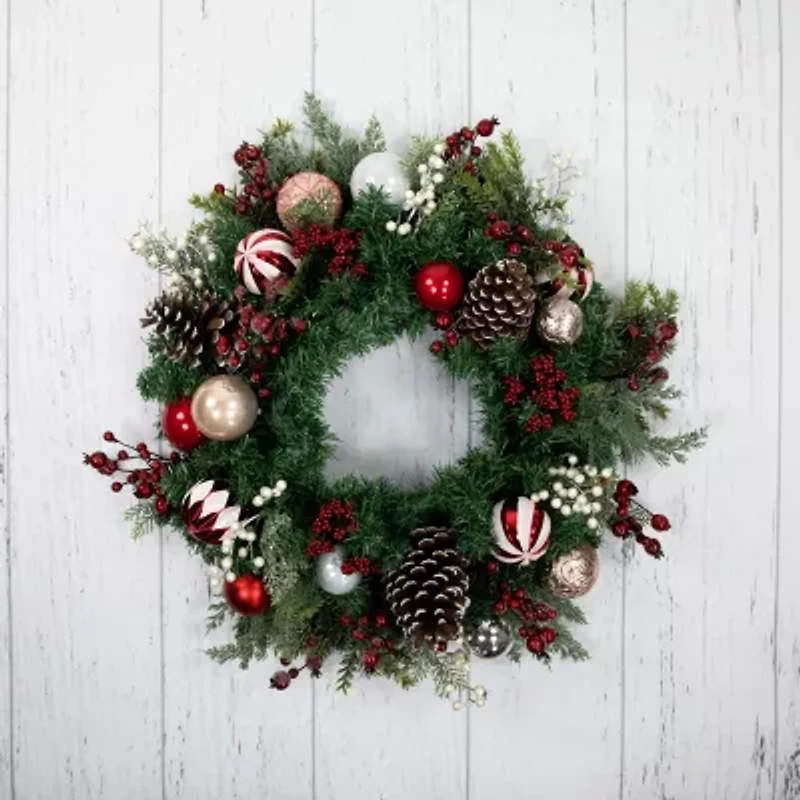 Northlight Ornament And Pinecone Pine Unlit Wreath