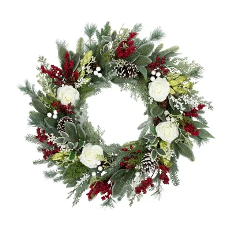 Northlight 30in Floral Unlit Wreath