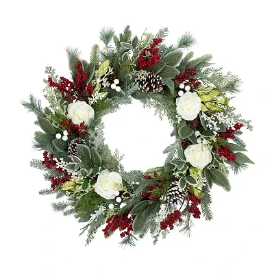 Northlight 30in Floral Unlit Wreath