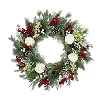 Northlight 30in Floral Unlit Wreath
