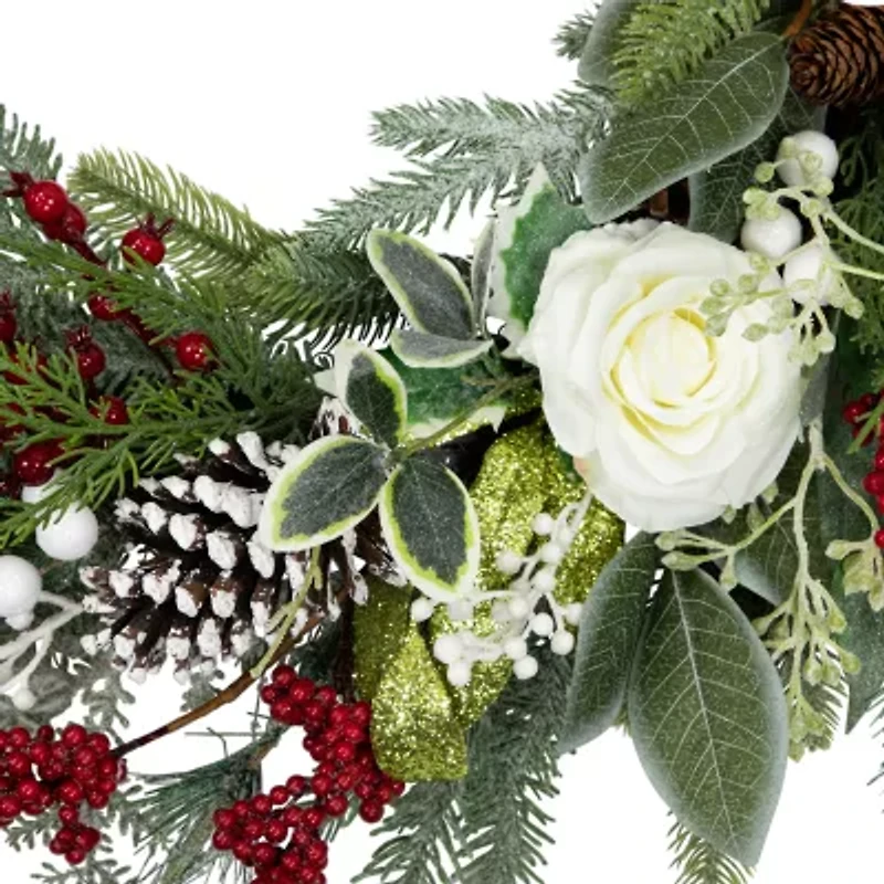 Northlight 30in Floral Unlit Wreath