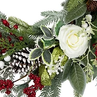 Northlight 30in Floral Unlit Wreath