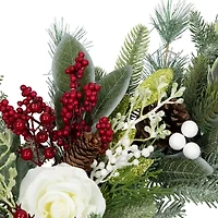 Northlight 30in Floral Unlit Wreath