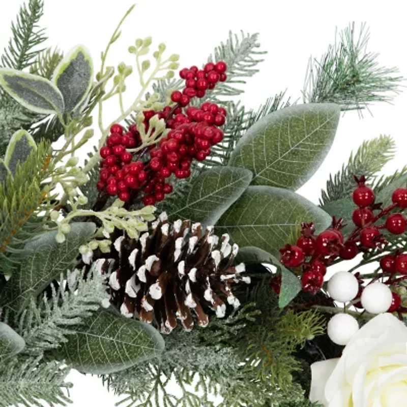 Northlight 30in Floral Unlit Wreath