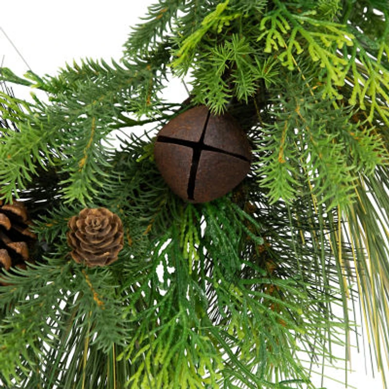 Northlight Pinecone And Jingle Bells Wreath