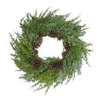 Northlight Frosted Cedar And Pine Cone Wreath