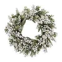 Northlight Glittered Berries And Eucalyptus Wreath