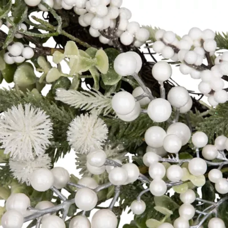 Northlight Glittered Berries And Eucalyptus Wreath