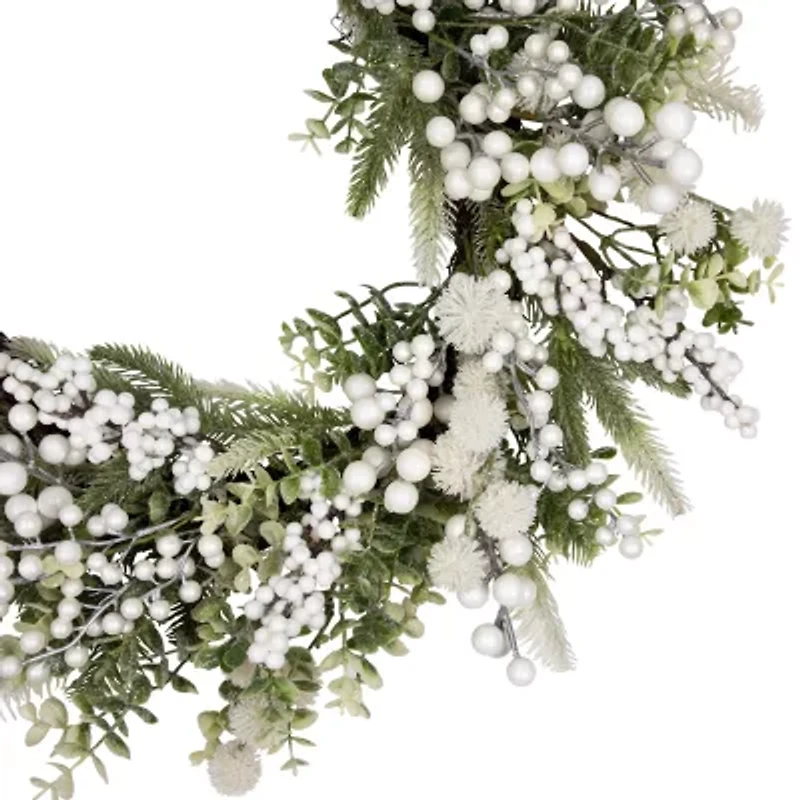 Northlight Glittered Berries And Eucalyptus Wreath