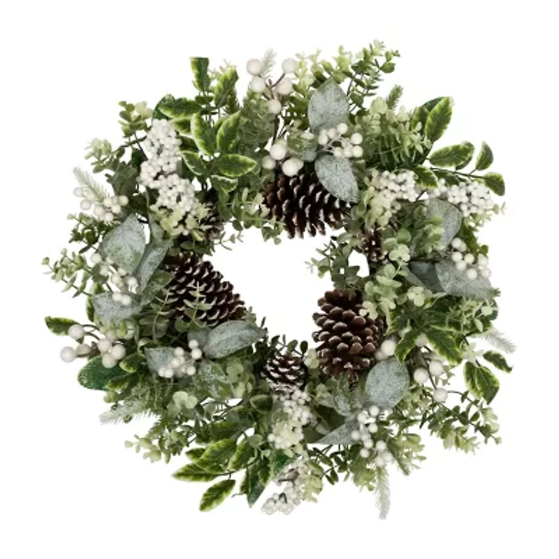 Northlight Frosted Pinecones And Berries Wreath