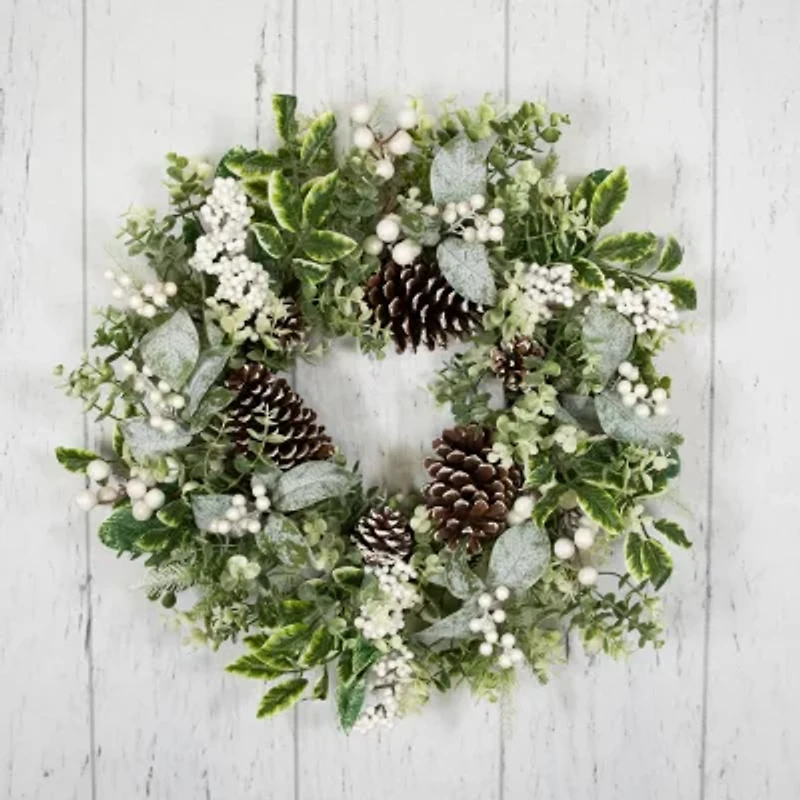 Northlight Frosted Pinecones And Berries Wreath