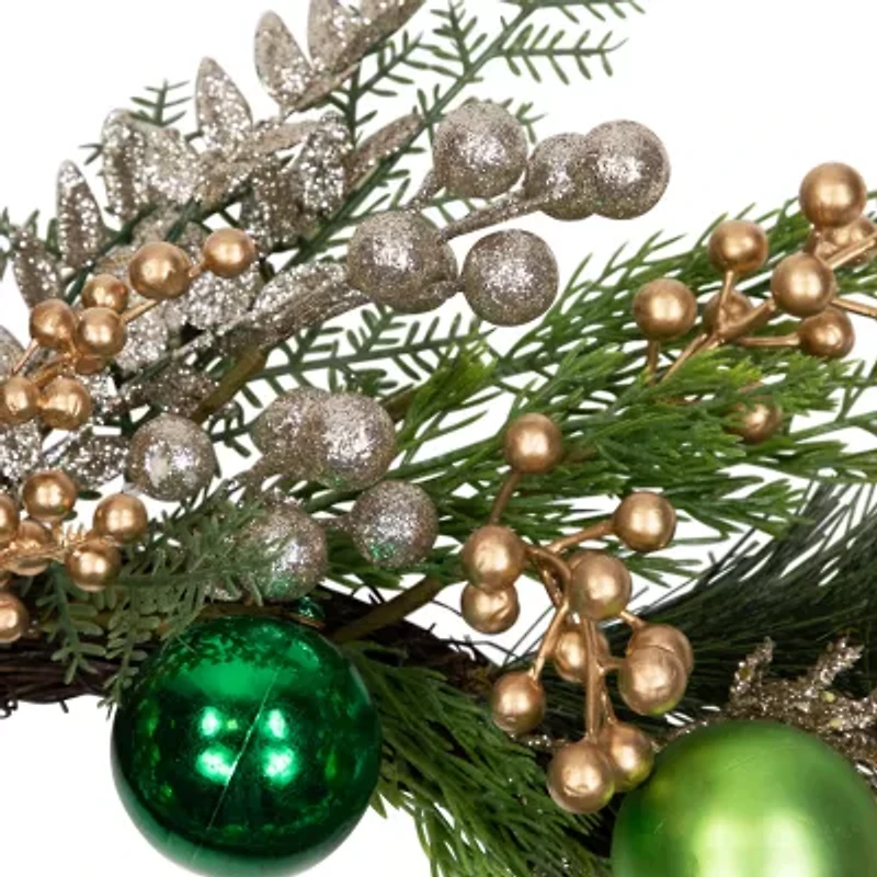Northlight Ornaments And Berries Glittered Wreath