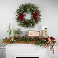 Northlight 30in Roses And Berries Unlit Wreath