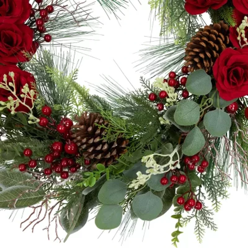 Northlight 30in Roses And Berries Unlit Wreath