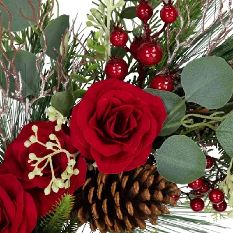 Northlight 30in Roses And Berries Unlit Wreath