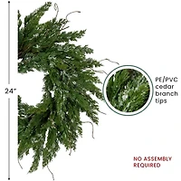 Northlight 24in Iced Cedar Unlit Wreath