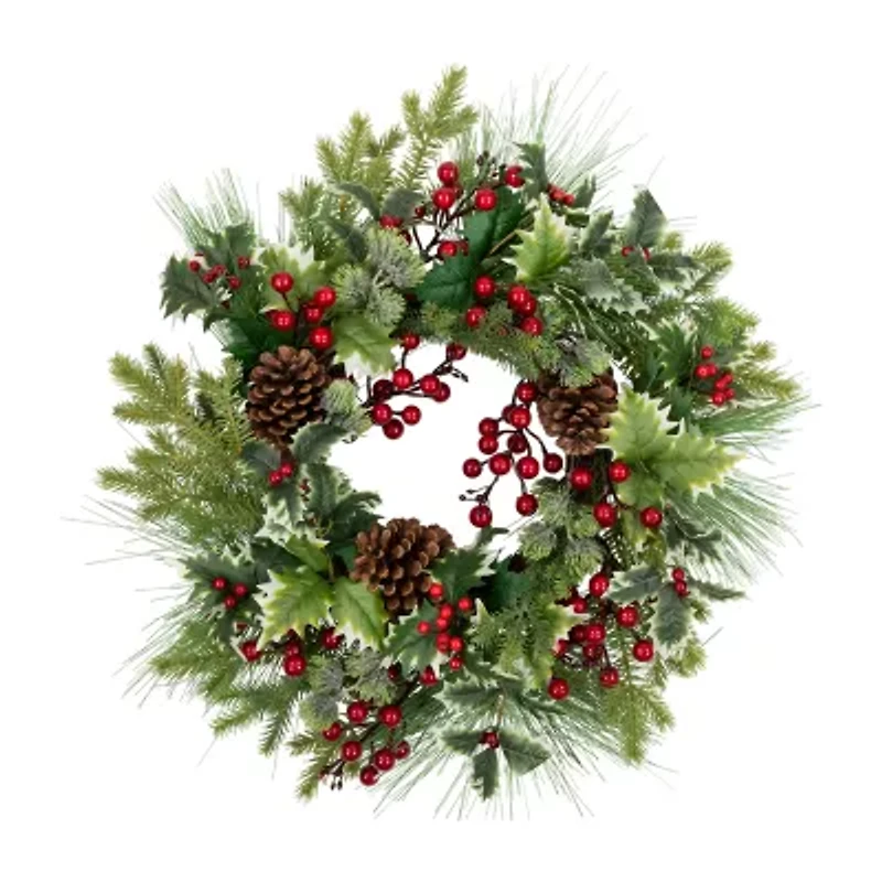Northlight Frosted Thistle And Pine Wreath