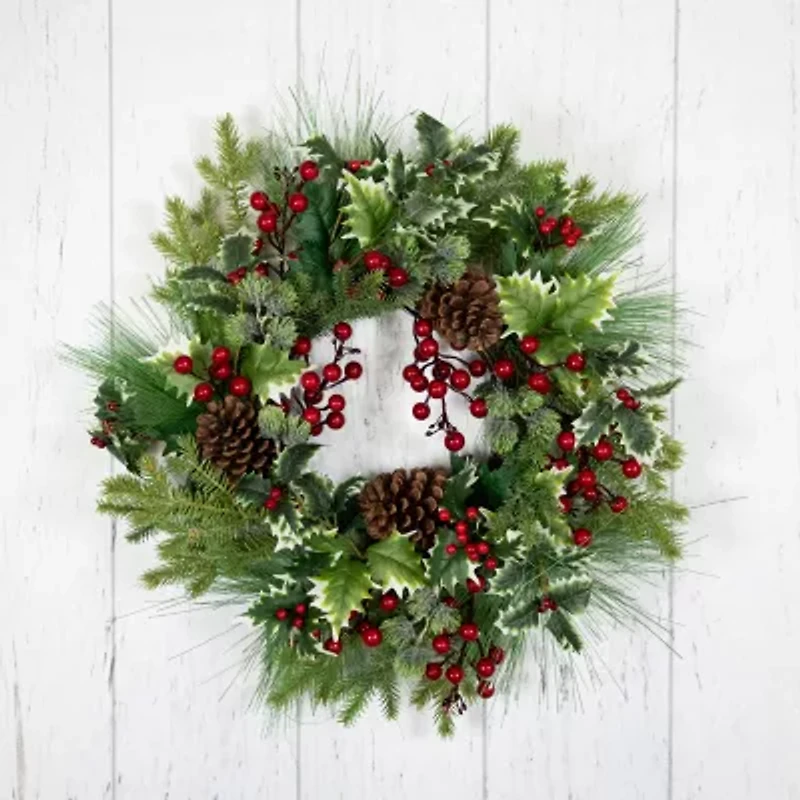 Northlight Frosted Thistle And Pine Wreath