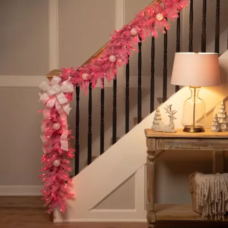 Northlight Spruce Artificial Pink Lights Pre-Lit Christmas Outdoor Garland