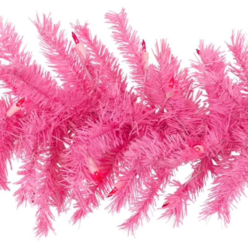 Northlight Spruce Artificial Pink Lights Pre-Lit Christmas Outdoor Garland