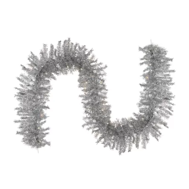 Northlight Silver Tinsel Clear Lights Pre-Lit Christmas Outdoor Garland