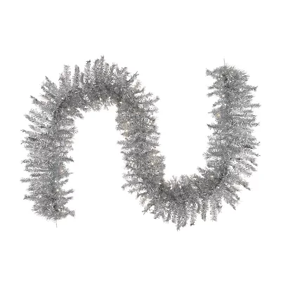 Northlight Silver Tinsel Clear Lights Pre-Lit Christmas Outdoor Garland