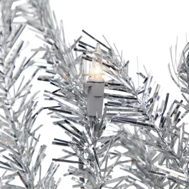 Northlight Silver Tinsel Clear Lights Pre-Lit Christmas Outdoor Garland