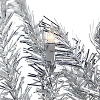 Northlight Silver Tinsel Clear Lights Pre-Lit Christmas Outdoor Garland