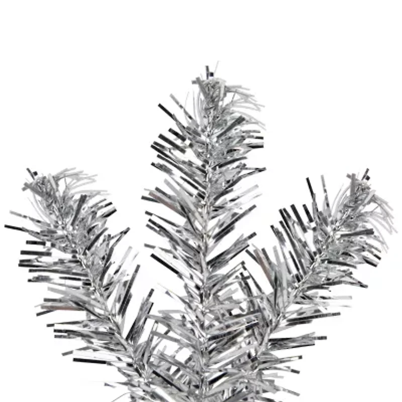 Northlight Silver Tinsel Clear Lights Pre-Lit Christmas Outdoor Garland