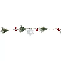 Northlight Pine Berry And Snowflake White Lights Pre-Lit Christmas Indoor Garland
