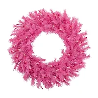 Northlight Pink Spruce With Lights Pre-Lit Wreath