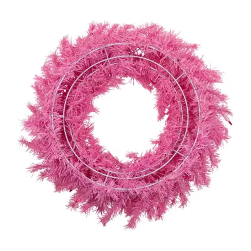 Northlight Pink Spruce With Lights Pre-Lit Wreath