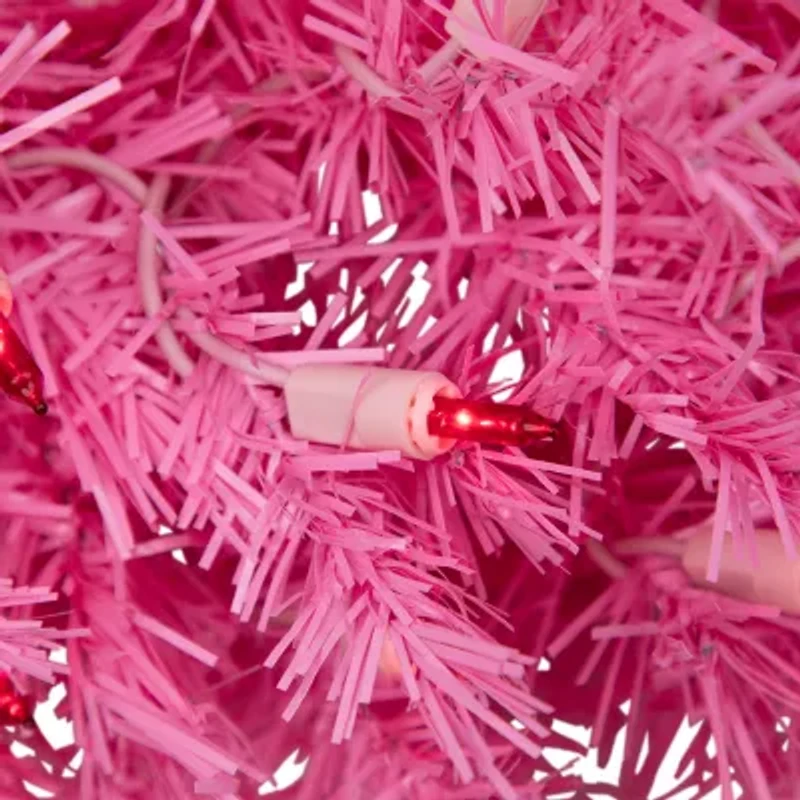Northlight Pink Spruce With Lights Pre-Lit Wreath