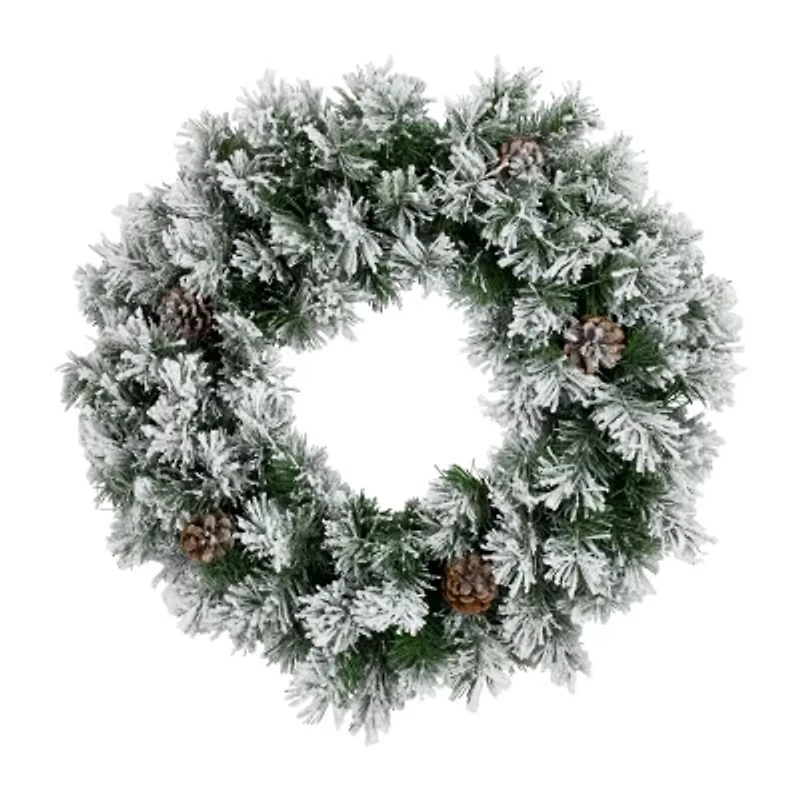 Northlight Flocked Angel Pine With Pine Cones Unlit Wreath