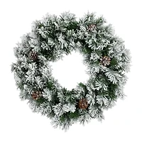 Northlight Flocked Angel Pine With Pine Cones Unlit Wreath