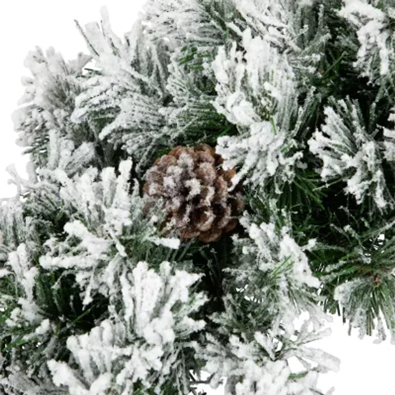 Northlight Flocked Angel Pine With Pine Cones Unlit Wreath