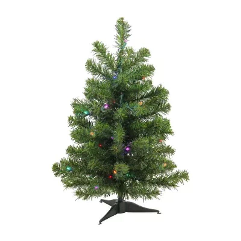 Northlight Canadian Pine With Multicolor Lights 2 Foot Pre-Lit Pine Christmas Tree