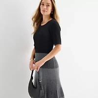 Liz Claiborne Womens Elbow Sleeve Midi Sweater Dress