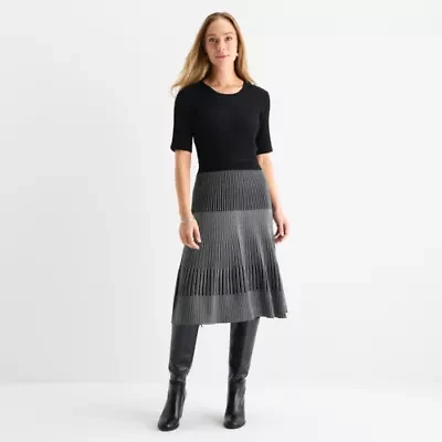 Liz Claiborne Womens Elbow Sleeve Midi Sweater Dress